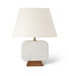 Solis - 14" Genuine Marble And Mango Wood Base With Linen Textured Fabric Shade Table Lamp