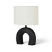 Lithos - Genuine Marble Base And Linen Textured Fabric Shade Table Lamp
