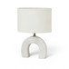 Lithos - Genuine Marble Base And Linen Textured Fabric Shade Table Lamp