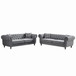 Chesterfield Upholstery Fabric Sofa With Roll Armrest & Nailhead, Mid Century Modern 3 And 3 Seater Couch