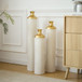 3 Piece Set Gorgeous Home Decoration Large Glazed Floor Vase Decoration Home Droplet Shaped - Gold / White
