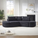 V - Shaped Modular Sofa Set & 3 Pillows And 2 Curved Ottomans For Living Rooms - Black