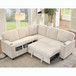 L-Shaped Sofa With Pull Out Sofa Bed With USB