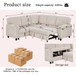 L-Shaped Sofa With Pull Out Sofa Bed With USB