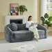 Curved Convertible Sofa, 2 In 1 Frameless Folding Sofa Bed With Pull Out Base And Deep Seat