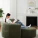 L - Shape Boneless Cloud Couch With 2 Throw Pillows For Living Room