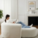 L - Shape Boneless Cloud Couch With 2 Throw Pillows For Living Room