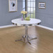 Retro - Round Wood Top Dining Table - White And Chrome On Clearance