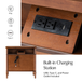 Derk Transitional 28"W 3-Drawer Fluted Solid Nightstand with Built-in Power Outlets On Clearance