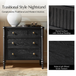Derk Transitional 28"W 3-Drawer Fluted Solid Nightstand with Built-in Power Outlets On Clearance