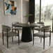 5-Piece Modern Fluted Round Dining Table & Fabric Armchair Set on Clearance
