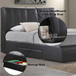 Kofi - Eastern King Bed With Storage - Black Synthetic Leather
