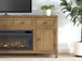 Sharlance - 81" TV Stand With Electric Infrared Fireplace Insert - Light Brown