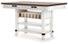 Valebeck - Rect Dining Room Counter Table With Wine Rack - White / Brown