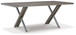 Krystanza - 9 Pc. - Dining Room Table, 8 Oatmeal Side Chairs - Weathered Gray