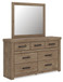 Oliandon - 3 Pc. - Queen Panel Storage Bed, Dresser And Mirror - Light Brown