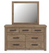 Oliandon - 3 Pc. - Queen Panel Storage Bed, Dresser And Mirror - Light Brown