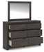 Fraluna - 3 Pc. - Queen Panel Storage Bed, Dresser And Mirror - Charcoal