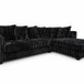 Hanna Black Fluffy Wide Corduroy Sectional with Reversible Chaise