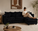 Hanna Black Fluffy Wide Corduroy Sectional with Reversible Chaise