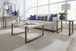 Ariela - Natural Travertine Table With Bronze Metal Base