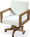 One - Wood Frame Home Office Chair - Solid Wood And White Canvas