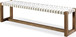 One - Woven Leather And Solid Wood Dining Bench - White And Bisque