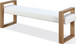 One - Modern Coastal Sled Leg Upholstered Dining Bench - White Pearl And Bisque