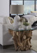 One - Solid Teak Root Glass Top Table