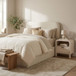 Virgil Off-White - Upholstered Platform Bed - Whipped Honey Linen