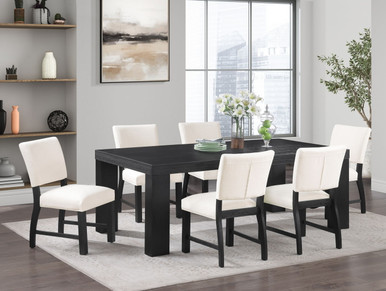 Taylor - 7 Piece Dining Set - White / Black - Kassa Mall Home Furniture ...