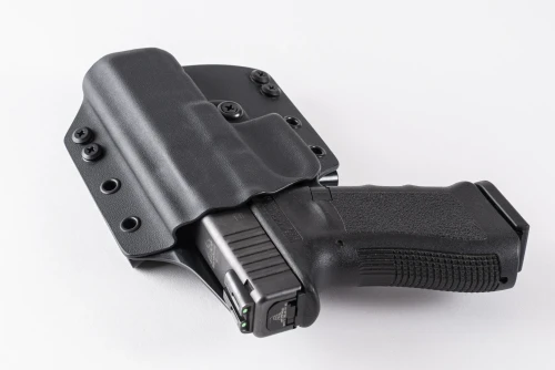 OWB Holster for Glock 21, custom Kydex — carry profile view