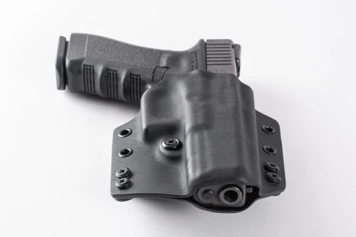 Taurus G3 OWB Holster, custom Kydex — belt loops and retention detail