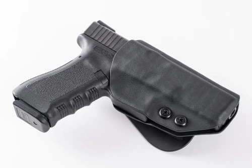 Paddle Holster for Glock 45, custom Kydex — carry profile view