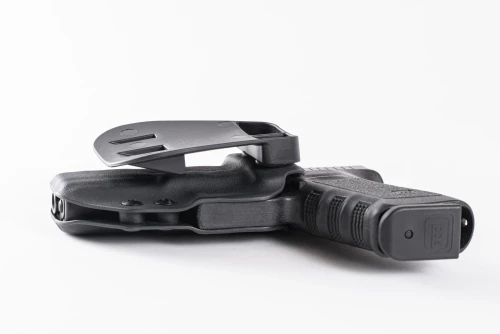 Paddle Holster for Glock 21, custom Kydex — sight channel detail