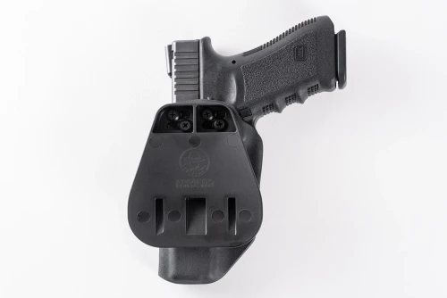 Paddle Holster for Glock 21, custom Kydex — belt loops and retention detail