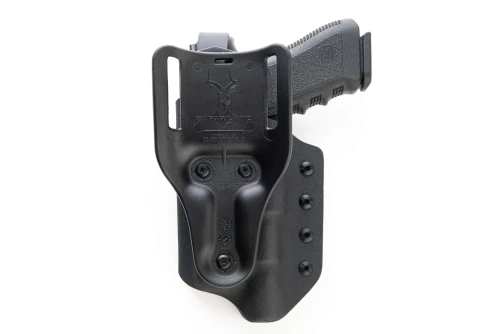 Canik TP9 SF Level 2 Duty Holster, custom Kydex — sight channel detail