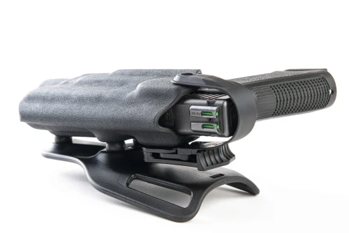 SIG Sauer P320 X-Carry Level 2 Duty Holster, custom Kydex — sight channel detail