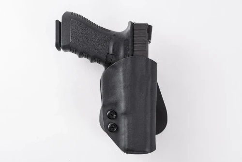 Paddle Holster for Glock 23 Gen 5, custom Kydex — front view
