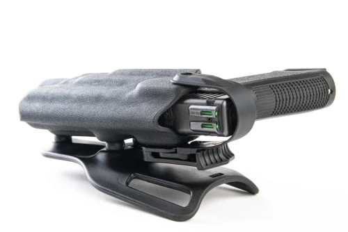Beretta M9A4 Level 2 Duty Holster, custom Kydex — belt loops and retention detail