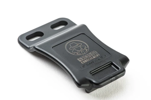 Plastic IWB 1.5-inch belt clip — installed on belt