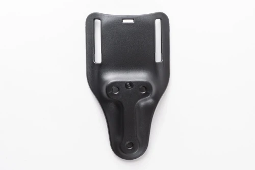 Safariland UBL mid-ride holster mount — installed on belt