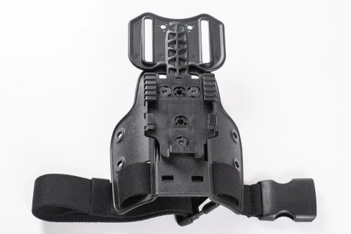 Safariland drop leg holster attachment — installed on belt