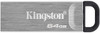 Kingston Data Traveler Kyson 64GB Memory USB Flash Drive, silver with black cap, compact and portable design.