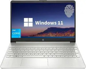 HP Essential Laptop, 15.6" FHD Display, Intel Core i3-1215U, 12GB RAM, 512GB PCIe SSD, Fingerprint Reader, Webcam, Type-C, HDMI, SD Card Reader, Wi-Fi, Windows 11 Home, Silver