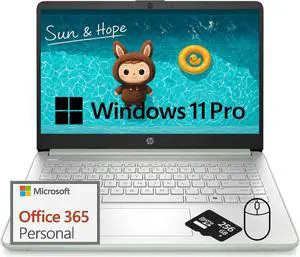 HP Student Business Laptop, Intel N150 Processor, 14 Inch LED, 8GB RAM, 384GB Storage(128GB UFS+256GB MSD), Wi-Fi 6, Webcam, 1-Year Office 365, Windows 11 Pro