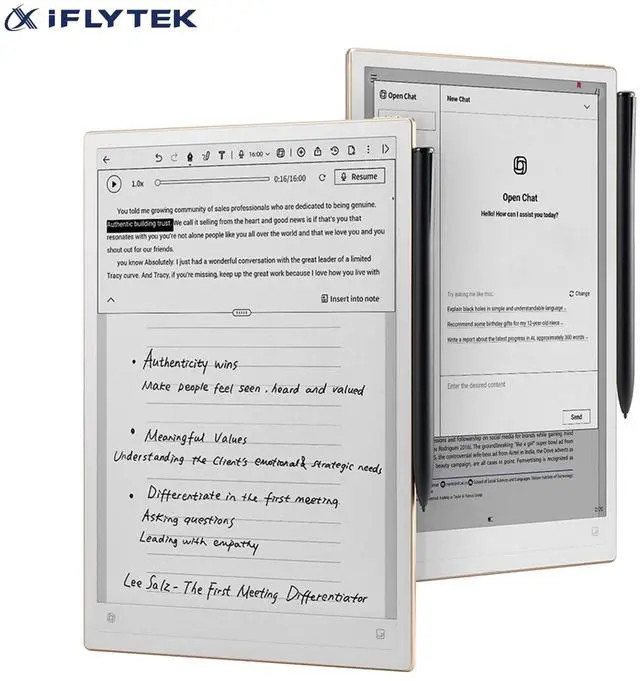 iFLYTEK AINOTE 2, 10.65 inch Electronic Notebook with Stylus, 4.2mm Ultrathin Digital Notepad, ChatGPT5 Ready, 16-Language Voice-to-Text Transcription, Handwritten-to-Text, Portable Note-taking Tablet