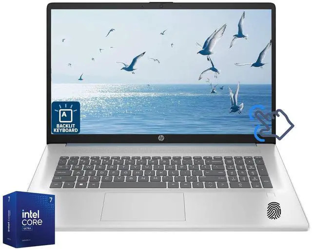 HP 17.3" HD+ Business Laptop Touchscreen Intel Core Ultra 7 255U (Beats i7-13620H) 16GB DDR5 RAM 1TB SSD Intel Graphics Wi-Fi 6 BT 5.4 Webcam HDMI 1.4 Backlit KB Fingerprint Windows 11 Home Blue