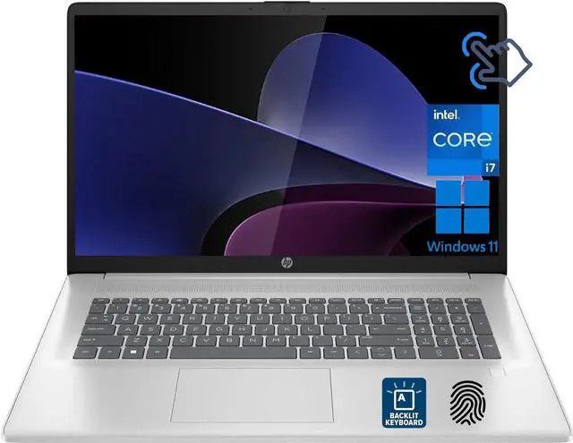 HP Business Laptop 17.3" Touchscreen HD+ 1600 X 900 Intel core 13th Gen i7-1335U Intel Iris Xe Graphics 64GB RAM 2TB SSD Backlit KB Wi-Fi 6 Bluetooth HDMI Webcam FP Reader Windows 11 Home Silver