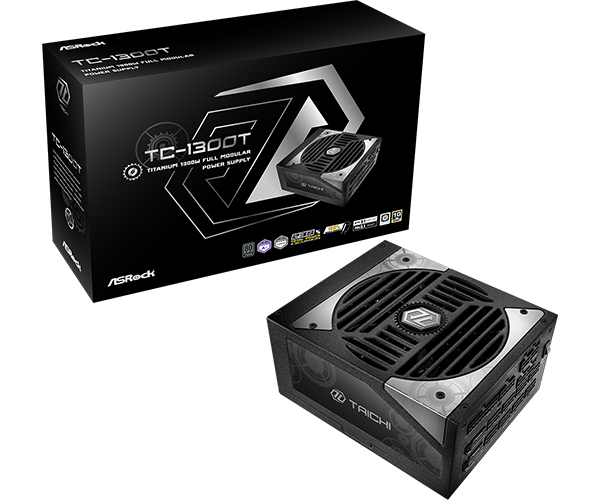 ASRock TC-1300T 1300 W ATX3.1 & PCIe5.1 Cybenetics Titanium Full Modular Power Supply